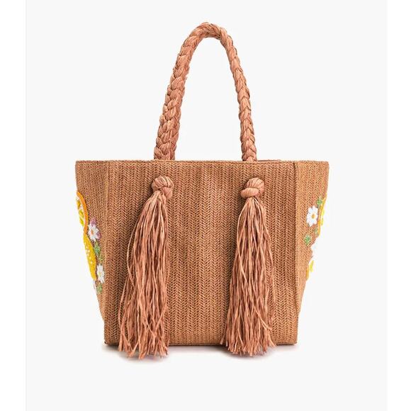 DAISY CITRUS STRAW TOTE - Picture 1 of 5
